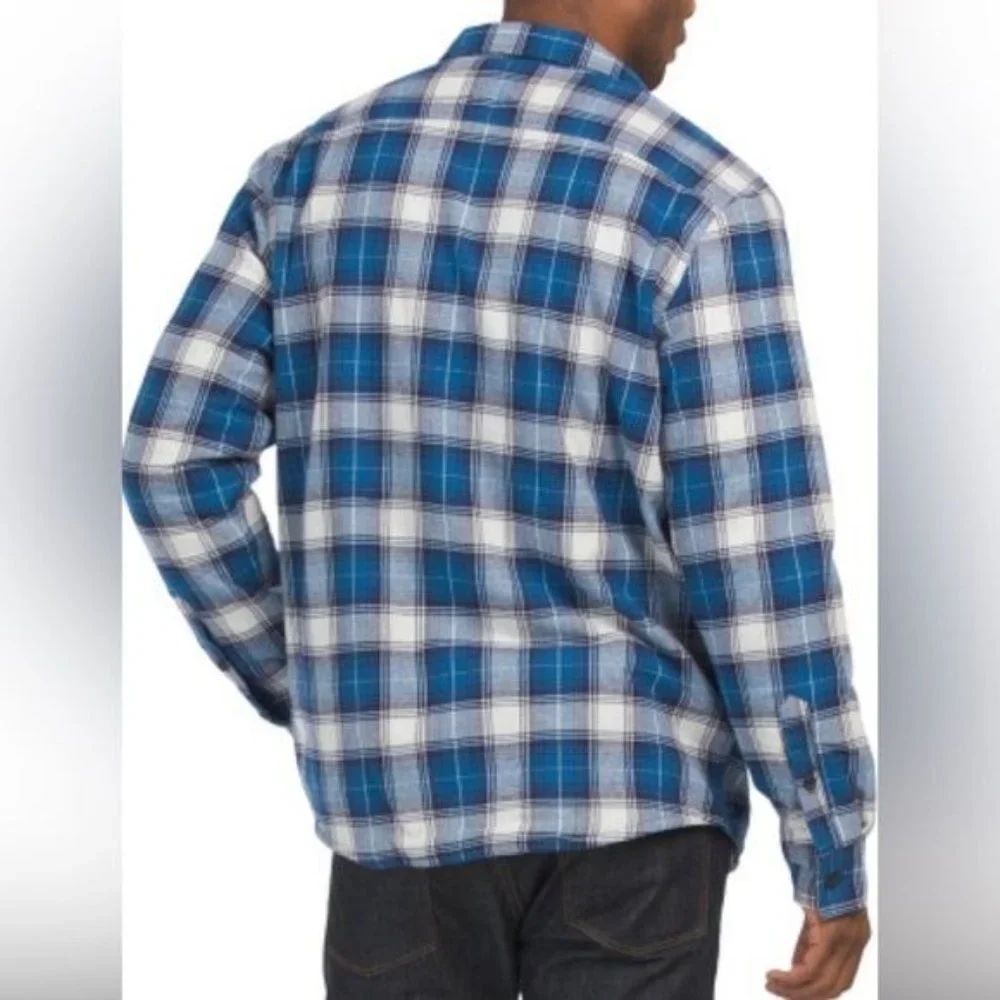 Eddie Bauer XXL Blue Plaid Fleece Lined Flannel Shirt Jacket‎ Shacket